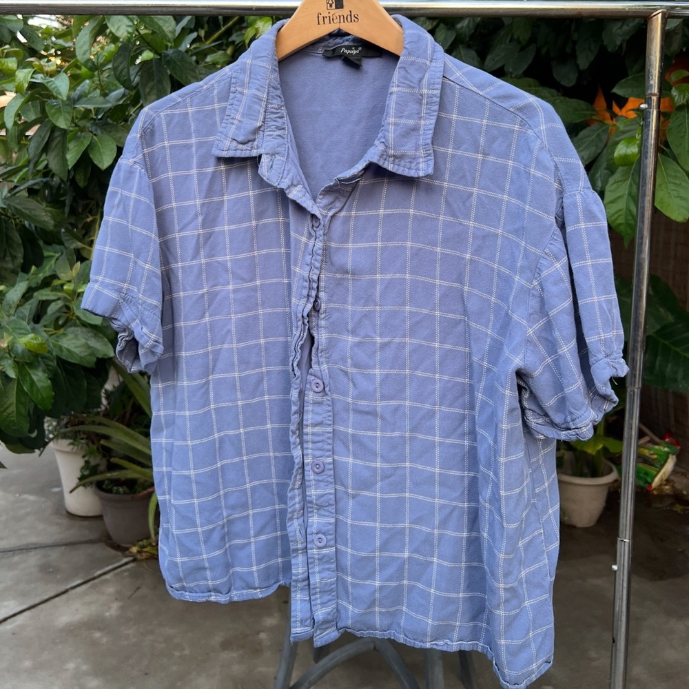 Papaya oversized striped button up